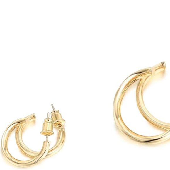 PAVOI 14K Gold Plated 2mm Thick Infinity Hoops - Picture 5 of 9